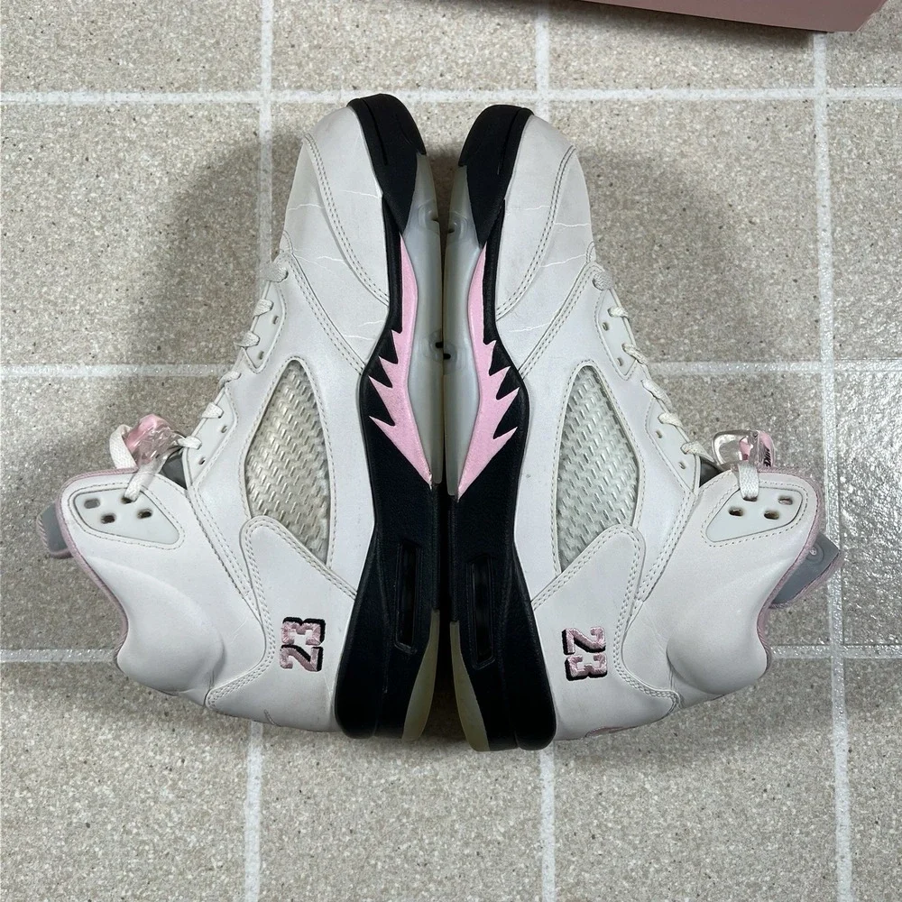 Air Jordan 5 Men's Retro White/Medium Pink-Black Size 11.5 HQ7978-102